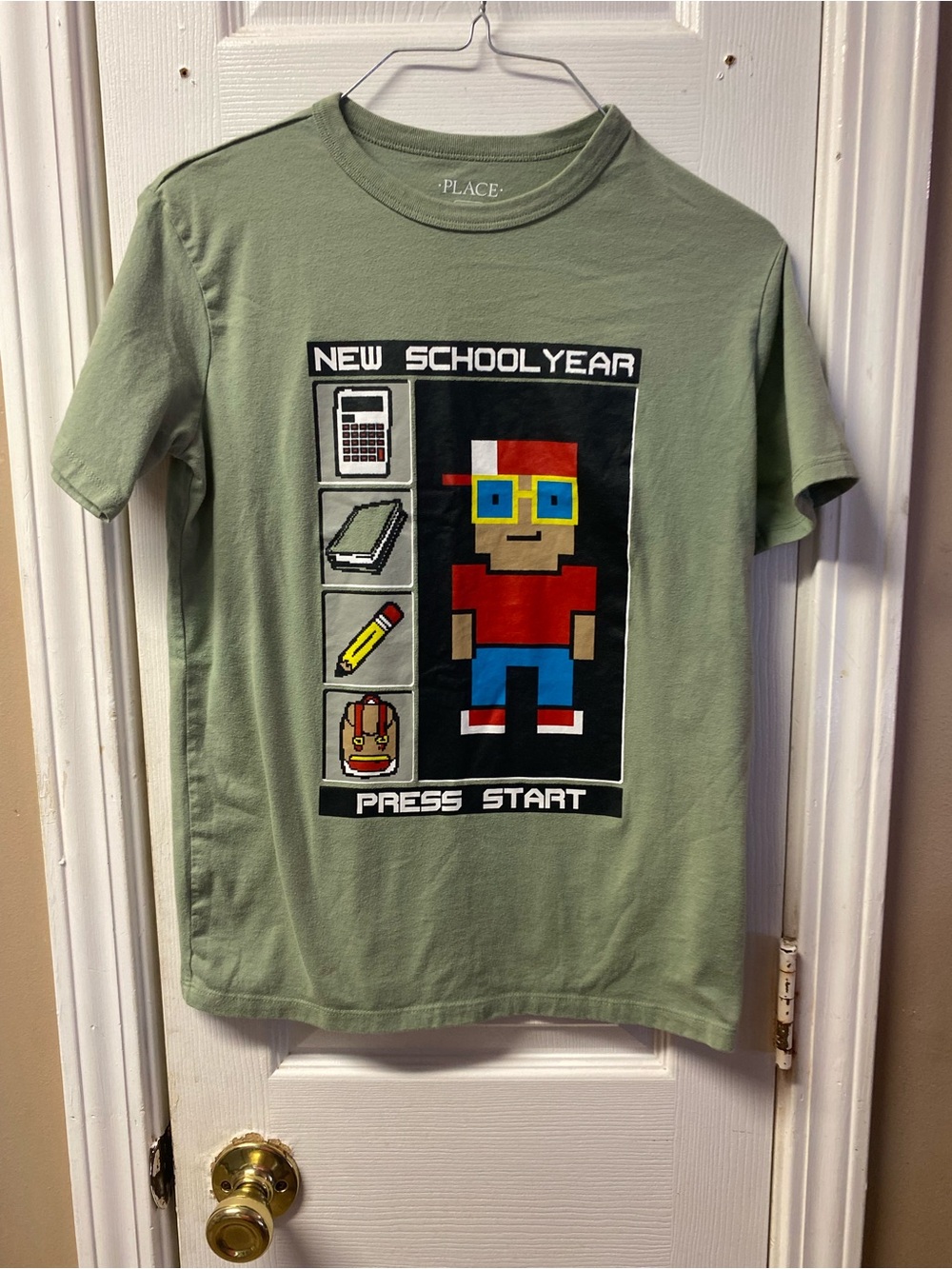 Place Olive Green 'New School Year' Graphic Tee with Pixel Character